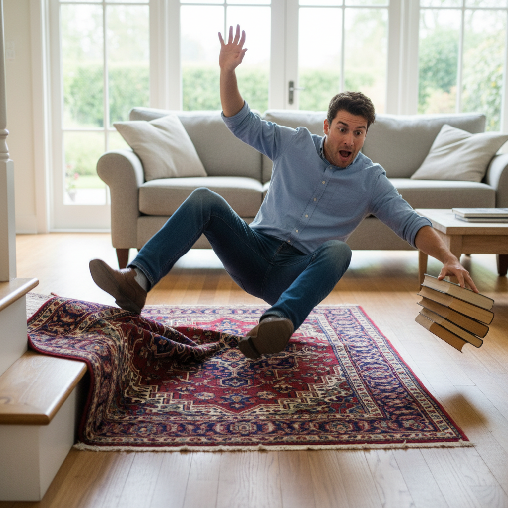Dangerous rug slip accident