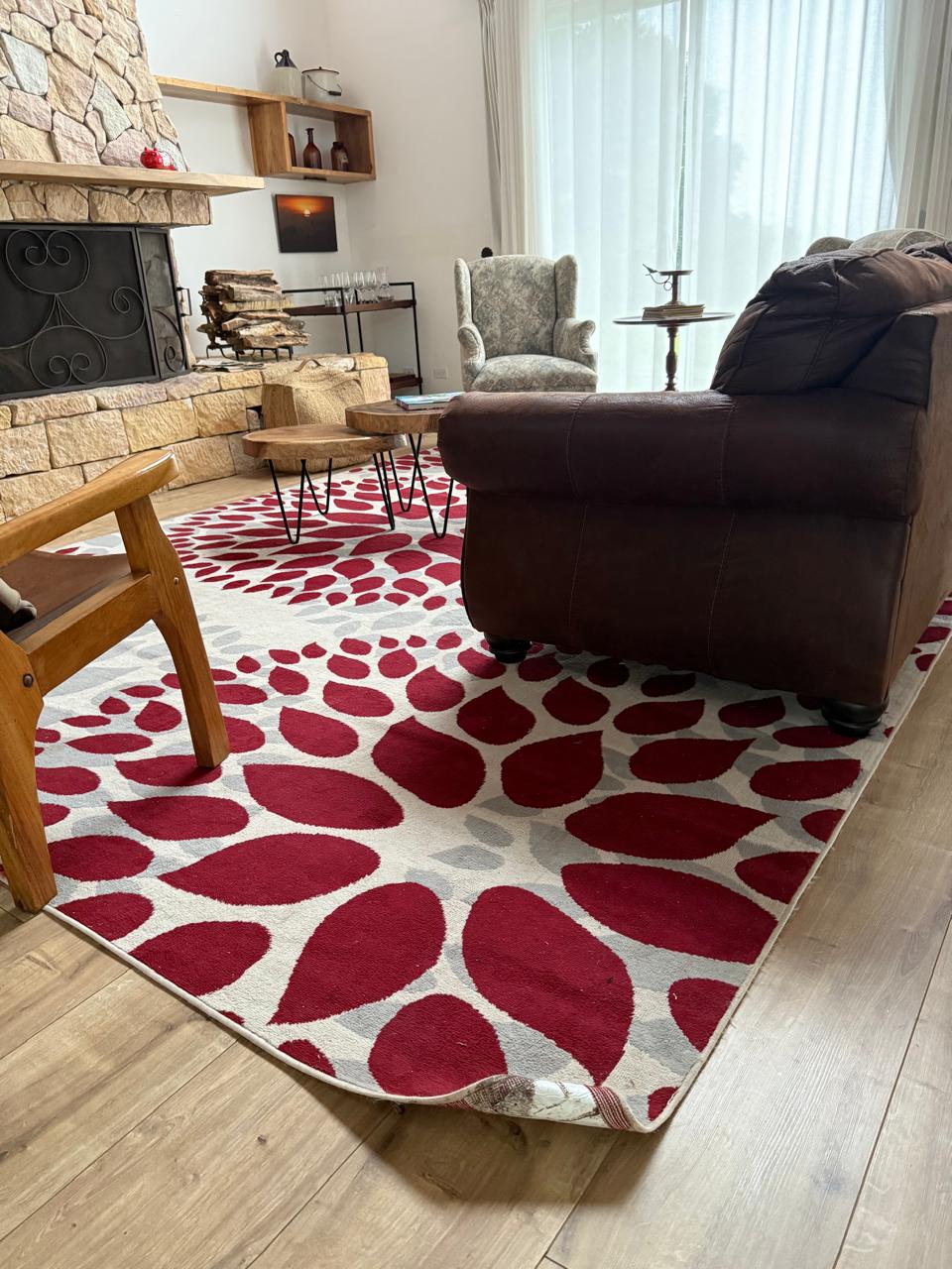 Beautiful living room with secured area rug