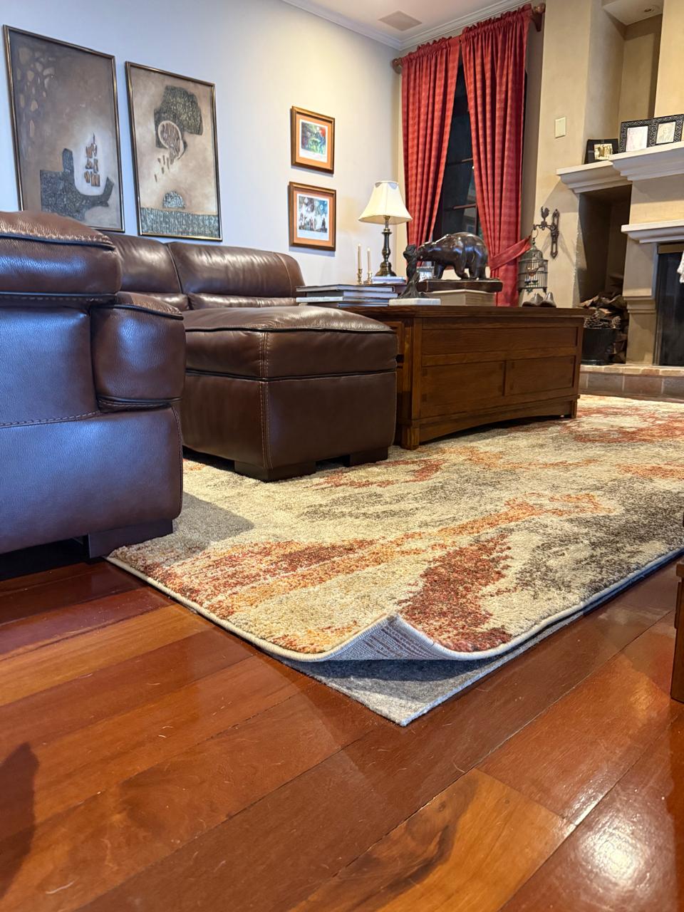 Safe living room with secured area rug